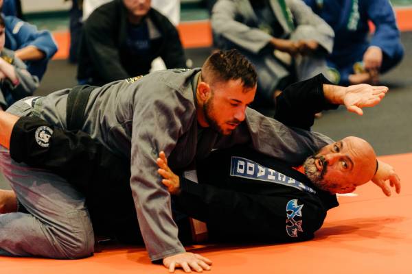 Focused Brazilian Jiu-Jitsu training